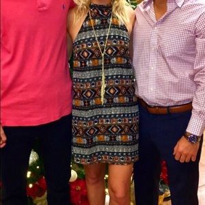 Black patterned high neck dress